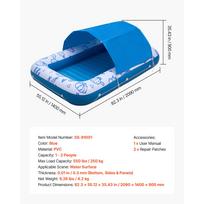 SucceBuy 208 cm x 140 cm pripučiamas baseino plūduras su UPF 50+ stogeliu, talpa 250 kg, deginimosi gultas, plūduriuojantys daiktai su pagalve, puodelio laikikliu