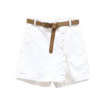 Women Skirt Shorts High Waist Fake Two Piece Button Decor Side Split Solid Color Above Knee Length Pockets Straight Soft Streetwear Female Clothes 2XL balta