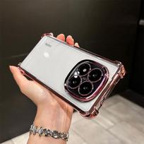 Case For Redmi Note 15 Pro 5G POCO M8 Pro Luxury Transparent Electroplated Cover For Redmi Note15 Pro+ 5G Shell Shockproof Funda Redmi note 15 pro 5g rožinė