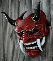 Halloween Masquerade Red Prajna Mask Cospiay Noh Japanese Latex Full Face Grimace Fangs Funny Scary Ghost God Wizard Masks brown