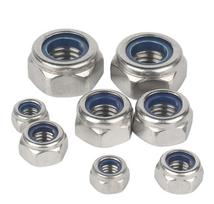 M3*0.5 M4*0.7 M5*0.8 M6*1.0 M8*1.25 M10*1.5 M12*1.75 M20*2.5 304 Stainless Steel Hex Head Nylon Insert Lock Jam Stop Nuts M6 20pcs