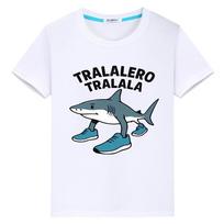 tralalero tralala Print 100%Cotton t shirt for kids boy 10years Kawaii Tees y2k anime Tops Cute Short pride tshirt girls clothes 100 balta