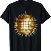 Auksinė Veidrodinė Kamuolinė Šauni Marškinė T-shirt Juokinga Disco Marškinė T-shirt S juoda