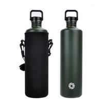 Fjbottle 2L Nešiojamas vandens buteliukas Nerūdijančio plieno Dviračių sporto vandens buteliukas Nevarvantis Be BPA Didelės talpos su buteliuko krepšiu 2L armijos žalia spalva