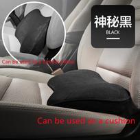 2-in-1 Car Seat Booster Universal Driver Memory Foam Lumbar Pillow Suede Seat Heightened Inclined Cushion Car Mysterious Black 1