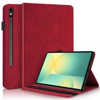 Funda for Samsung Tab S10 FE Case 10.9  Embossed Tree Leather Wallet Flip Cover for Galaxy Tab S10 Fe Sm-x520 X526b Case Coque  Samsung Galaxy Tab S10 FE  raudona