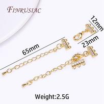 18K Gold Plated Inlaid Zircon Lobster Clasp With Extension Chain Connector For 3-row Bracelet Necklace Supplies,DIY Accessories 1 Pieces