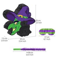 1Set Cartoon Witch Pinata Bundle with Blindfold Stick for Halloween Theme Birthday Baby Shower Party Decoration