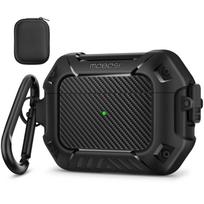 MOBOSI for AirPods Pro AirPod Pro Case Cover with and Cleaner Shockproof Protective Hard Shell Black Case, (1st Generation), Lock, Keychain, Kit, juoda