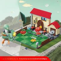 320 VNT. Zombių Karo Medžio Namelio Statybiniai Blokeliai Crazy Backyard Zombių Atakos Rinkinys Modelis Plytų Žaislai Vaikams Gimtadienio Dovana BE DĖŽUTĖS