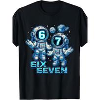 67 Space Astronauts Six Seven Funny Printed Kids T-Shirt Casual Boys and Girl Short Sleeve T-shirt Tops Fashion Children's Clothes Tees 100