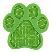 Silicone Dog Feeding Pads Paw Shaped Dog Lick Mat Dog Food Plate Mat With Suction Cups For Grooming Distraction And Slow Feeding green