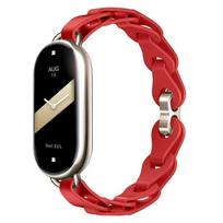 Silicone Strap For Xiaomi Mi Band 8 Smart Wrist Bracelet Sports Soft Breathable Watchband for Mi Band 9 Women Men Wristband Belt For Xiaomi Miband 8 raudona