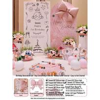 Pink Korean-Style Cartoon KT Board for Baby Girl's First Birthday & Zhuazhou Ceremony Background Wall Decorations