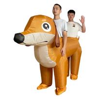 Dvigubo asmens takso pripučiamas kostiumas - Juokingas vakarėlio šuniuko cosplay One Size (Adult 150-190cm) beige