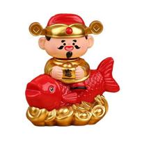 Solar God of Wealth Figurine Golden Red Carp Auto Nodding Fortune God Statue Chinese New raudona