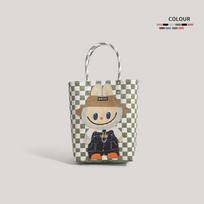 Labubu plastic woven handbag woven vegetable basket handbag handmade bag KTB 18*10*26cm žalia