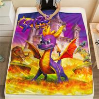 1 vnt. Spyro Reignited Trilogy spausdinimo flanelės pledas, aukštos kokybės, visų sezonų, namų dekoras, šiluma ir komfortas, puikus Kalėdų dovanoms 80cm x 120cm