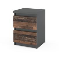 Bedside Table 30 CM Gray Vintage 2 Drawers Nakastlik Loft Bedside Table