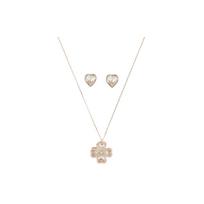 Swarovski Deary Series Rotatable Versatile Crystal Lucky Four-Leaf Clover Heart Earrings Set  Elements Necklace Women earrings, necklace 5231359 Box (Random Color)