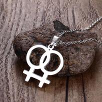 Moterų simbolio karoliai moterims, trys spalvos, nerūdijančio plieno lesbietiškas pakabukas, kasdieniai LGBT papuošalai