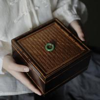 Xiang Fei Bamboo Inlaid Embroidery Box for Beads and Needlework Storage Box
