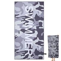 Microfiber Camping Towel 59 X 27.5 Inch Sand Proof Swimming Pool Towel Reversible Towel For Travel Sport Swimming Camping Picnic juoda pilka spalva
