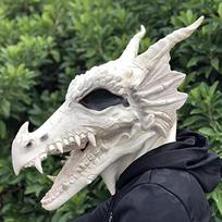 Baltojo drakono latekso kaukė - Helovino Cosplay gyvūno galvos apdangalas vakarėliui ir karnavalui white