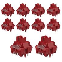 10 Pieces TTC V2 Silent Linear Mechanical Keyboard Switches with Factory Lubrication for Smooth Actuation and RGB Lighting raudona