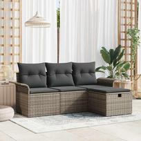 Sodo Sofų Rinkinys su pagalve su saugykla 4 pcs Poli ratanas