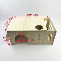 Wooden Hay Feeder House for Rabbits & Guinea Pigs - Anti-Waste Cage and Chinchilla Nest.