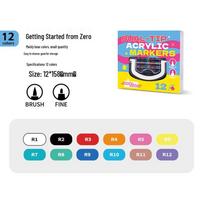 Dual-Tip Acrylic Marker Set: Stackable Box, Soft Tip, Washable, for Kids' Drawing
