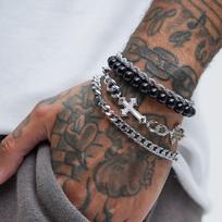 4 vnt. nerūdijančio plieno apyrankių rinkinys vyrams moterims pankroko mada kryželių karoliukų grandinėlės apyrankės paprasti hiphopo unisex papuošalai dovana nauji