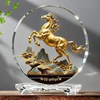 Zodiako Žirgo Kristalinė Figūrėlė: Sėkmės ir turto žavesys namams, biurui ar dovanai 18*20 cm brown