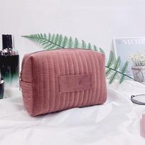 Solid Color Washing Organizer Travel Toiletry Bag Gift Zipper Cosmetic Pouch Zipper Fashion Large Capacity Velvet Makeup Bag