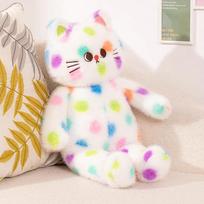 Creative Spotted Cat Plush Toys Soft Stuffed Animal Cartoon Rainbow Kitty Pillow Baby Doll Room Decoration Birthday Gift 60cm