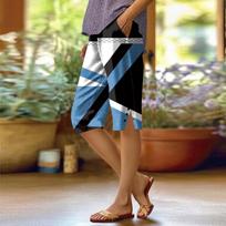 Women's Printing Pants Fashionable Pocket Elastic Waist Casual Shorts L mėlyna