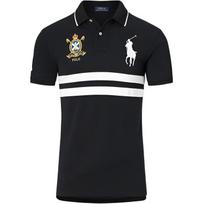 Polo Ralph Lauren SS24 Dryžuoti Logotipiniai Trumpomis Rankovėmis Polo Marškinėliai Vyriški viršutiniai drabužiai Juodi 710649758-001 S black