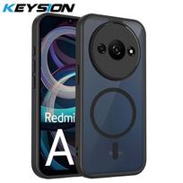 KEYSION Magnetinis telefono dėklas, skirtas Redmi A3 A3X, minkštas silikonas + PC, matinis, permatomas, skaidrus, atsparus smūgiams galinis dangtelis, skirtas Xiaomi POCO C61 for Redmi A3 juoda