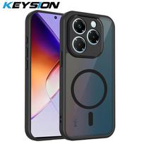 KEYSION Magnetinis telefono dėklas skirtas for Infinix Smart 8 Minkštas silikonas+PC Matinis permatomas Atsparus smūgiams galinis dangtelis skirtas Infinix Hot 40i for Smart 8 juoda