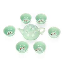 Longquan Celadon Fish Tea Set Ceramic Teapot Kettle Ceramic Tea Cup Fish Chinese Handmade Travel Tea Set Wine Set