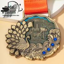 Creative Zinc Alloy Marathon Medals: Custom Sports Competition Plaques with Hollowed Design and Baking Paint Finish 20241115