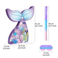 1Set Cartoon Ocean Theme Mermaid Tail Pinata Bundle with Blindfold Stick for Kids Girl Birthday Baby Shower Party Decoration