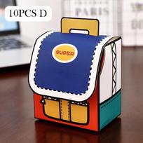 10Pcs Cute Portable School Bag Candy Cookie Box Gift Snacks Packing Boxes for Kids Birthday Back To School Party Decoration 8x5.5x13cm