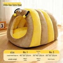 Cozy Cartoon Pet Cave for Small/Medium Dogs & Cats - Thick, Warm Bed for Autumn/Winter Small Bee Cave Bed