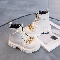 Children Boots for Girls Autumn Classic New Kids Tide Boots with Metal Chains Glitter Crystal Princess Fashion Sweet 26-36 Hot 26 smėlis