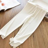 Girls' Ear Fungus Edge Elastic Groove Strip Slim Fit Leggings for Children's Baby Thin Pants Summer 80 balta