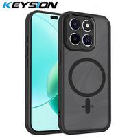 KEYSION matinė, permatoma, magnetinis telefono dėklas HONOR X7c X6c X8c, silikoninis+PC skaidrus smūgiams atsparus dėklas Honor 200 Smart 5G for Honor X7c juoda