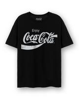 Coca Cola Black Distressed Logo Short Sleeved T-Shirt Unisex 4XL