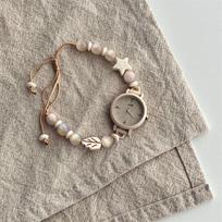 Adjustable Bracelet Watch Beaded Quartz Watch Cute Chain Watch  Women Girls B